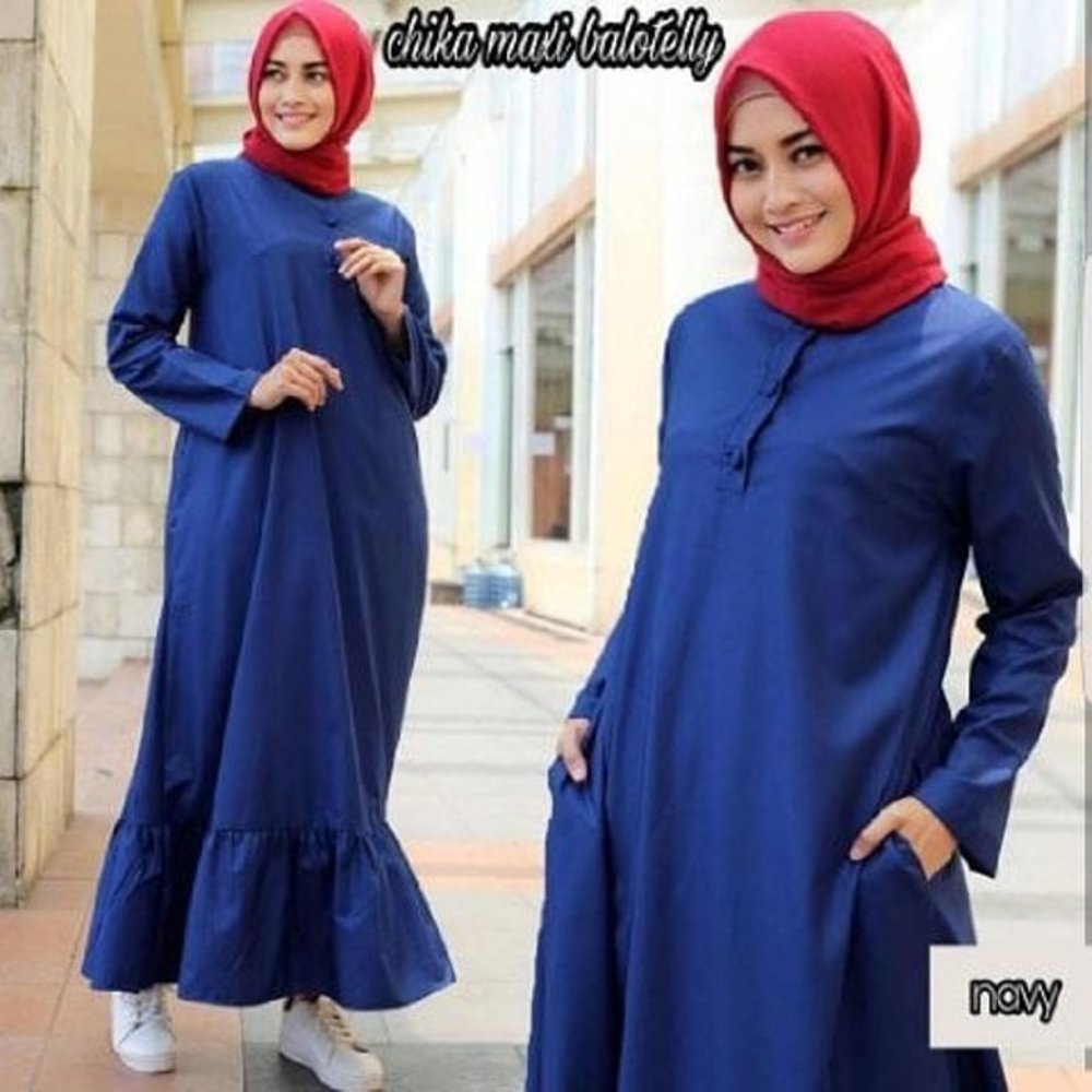  Baju Muslim Busana Muslim Wanita Gamis Chika Maxi Dress 
