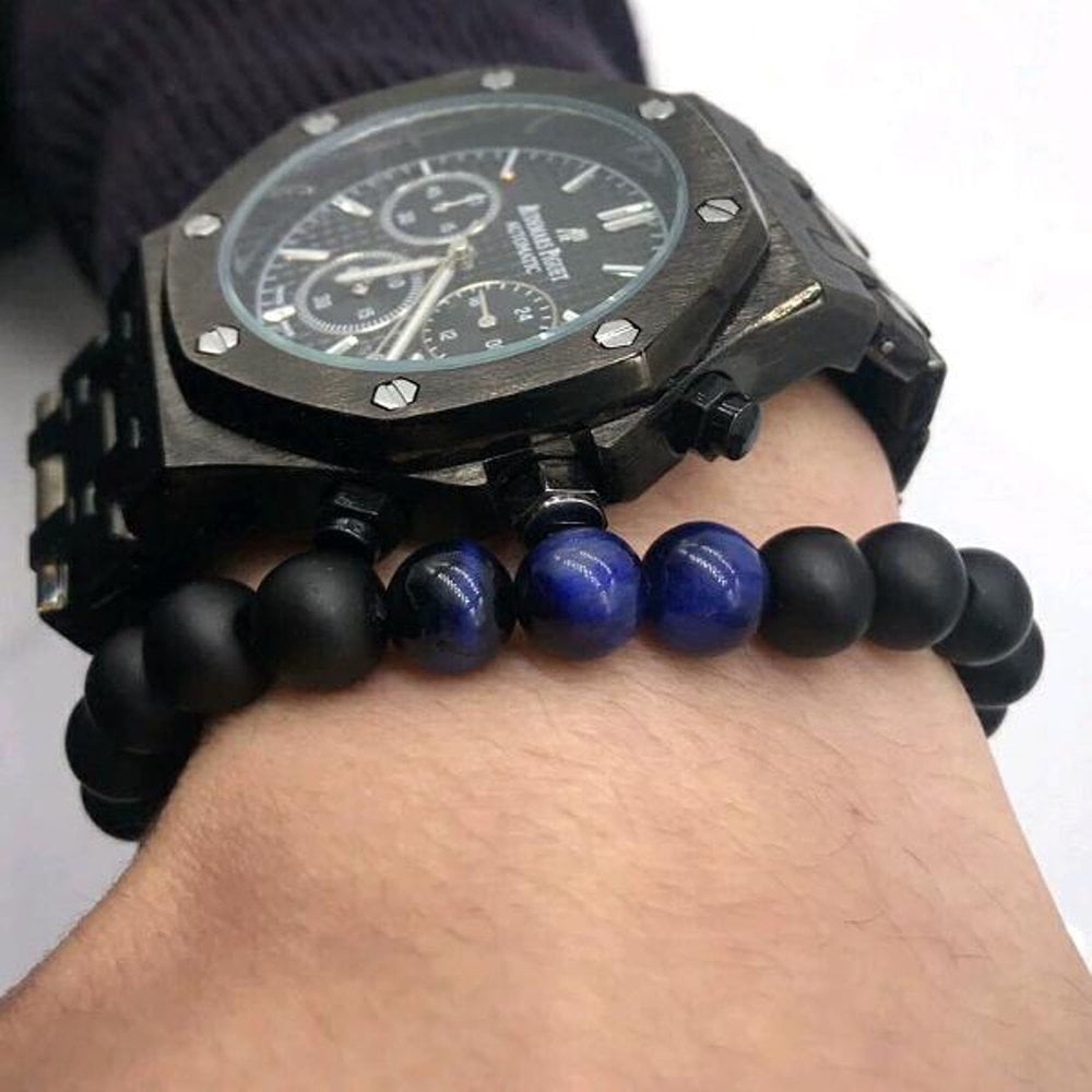 Gelang Pria Cowok Batu Hitam Doff Black Matte Tiger Eye Gelang Pria Cowok Batu Hitam Doff Black Matte Tiger Eye