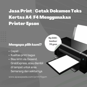 Jasa Print / Cetak Dokumen Teks Kertas A4/F4 (Folio) 70 gsm