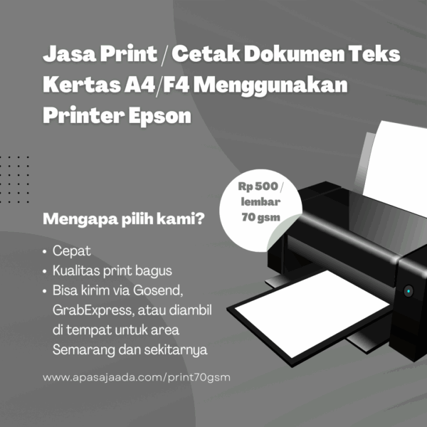 Jasa Print / Cetak Dokumen Teks Kertas A4/F4 (Folio) 70 gsm