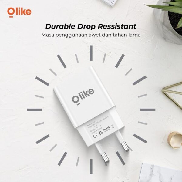 Kepala Cas / Charger Olike C111 1A USB Port Adaptor Charger 5V 1 Ampere Original - Putih - Gambar 3