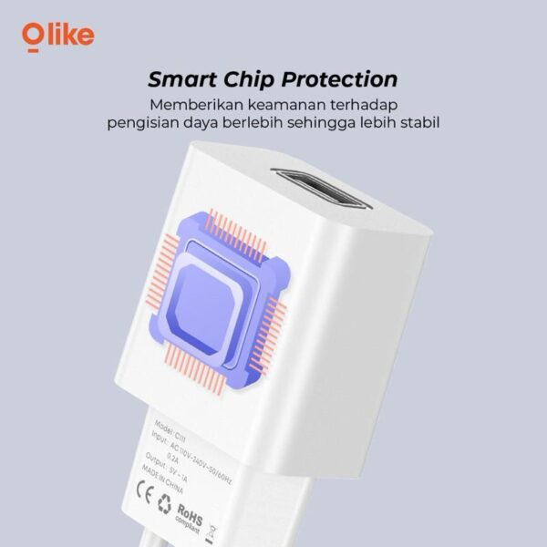 Kepala Cas / Charger Olike C111 1A USB Port Adaptor Charger 5V 1 Ampere Original - Putih - Gambar 2