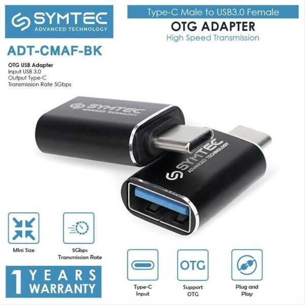 SYMTEC Adapter OTG Type-c Male To USB 3.0 Female - High Speed Transmission